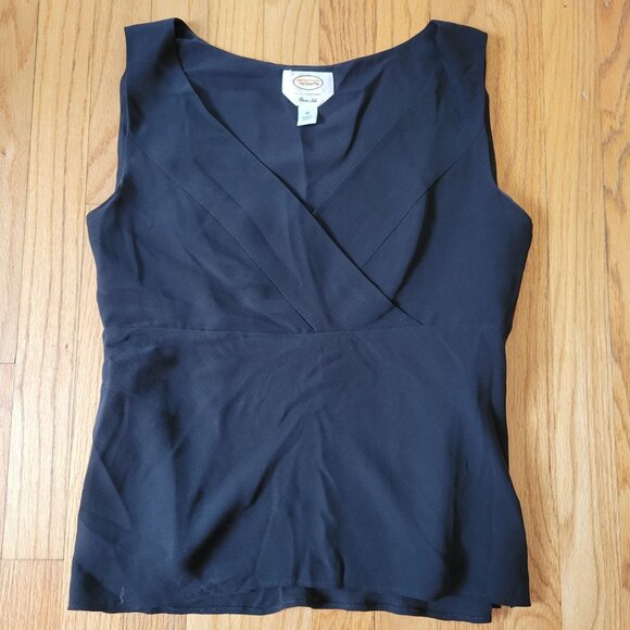 Talbots Black Sleeveless Pure Silk Womens Wrap Style Top Size 10 - Picture 2 of 3